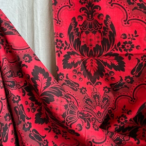 Antiek Frans toile-stoffenpaneel: kalkoenrood Napoleon III-katoen (32 x 48)
