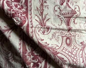 Beautiful antique French c19th toile Period design roller printed cotton joined panel 21”/32”