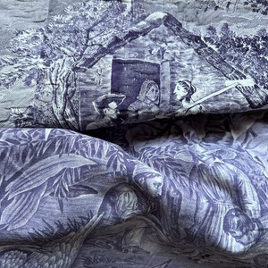 Antique French Toile de Jouy Cotton Panel: c1800 Chateau Fabric