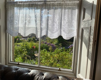 Vintage Cafe curtain cotton lace valance brise-bise Countesse 16"drop sold per metre