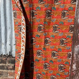 Vintage Batik Cotton Fabric Panel: Indonesian Block Print Textile 40x83