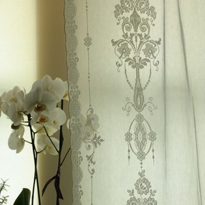 Margo Antique design Cream Cotton lace Made in Scotland lace curtain panel  58"wide x 120”long readymade sample