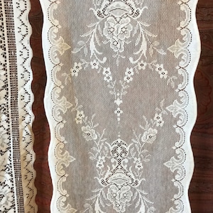 Panel de cortina de encaje de algodón victoriano: 30 cm de ancho, diseño de Lucinda c1895