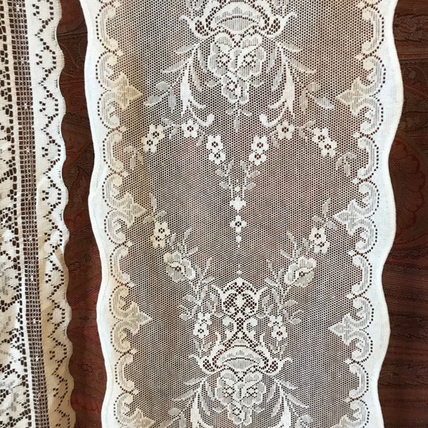 Victorian design Scottish Cotton curtain lace panel sidelight per metre Cream or white 12" width Lucinda c1895 design