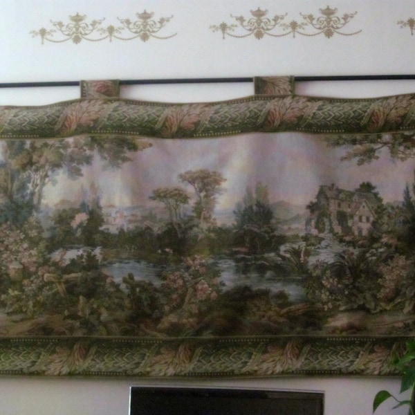 TAPESTRY - Cherub and pastoral scene MEDIEVAL design past times quality jacquard Large 36" x 74"