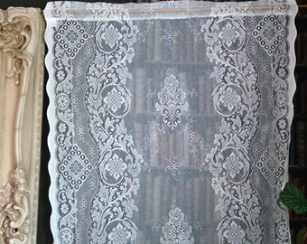 Jessica A Beautiful Victorian design c1895 white cotton lace Curtain panel .9 x1.6m 36”x63”  readymade Scottish lace Laura Ashley style