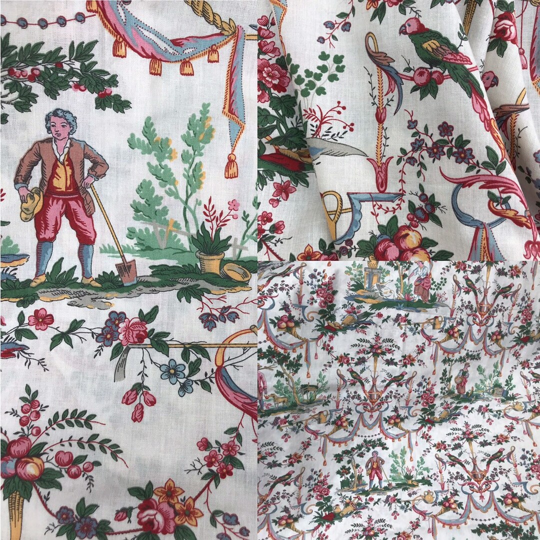 Beautiful Vintage Design Bucolic French Toile De Jouy Period