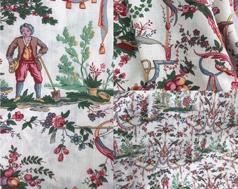 Beautiful vintage design bucolic French toile de Jouy Period design cotton panel fabric