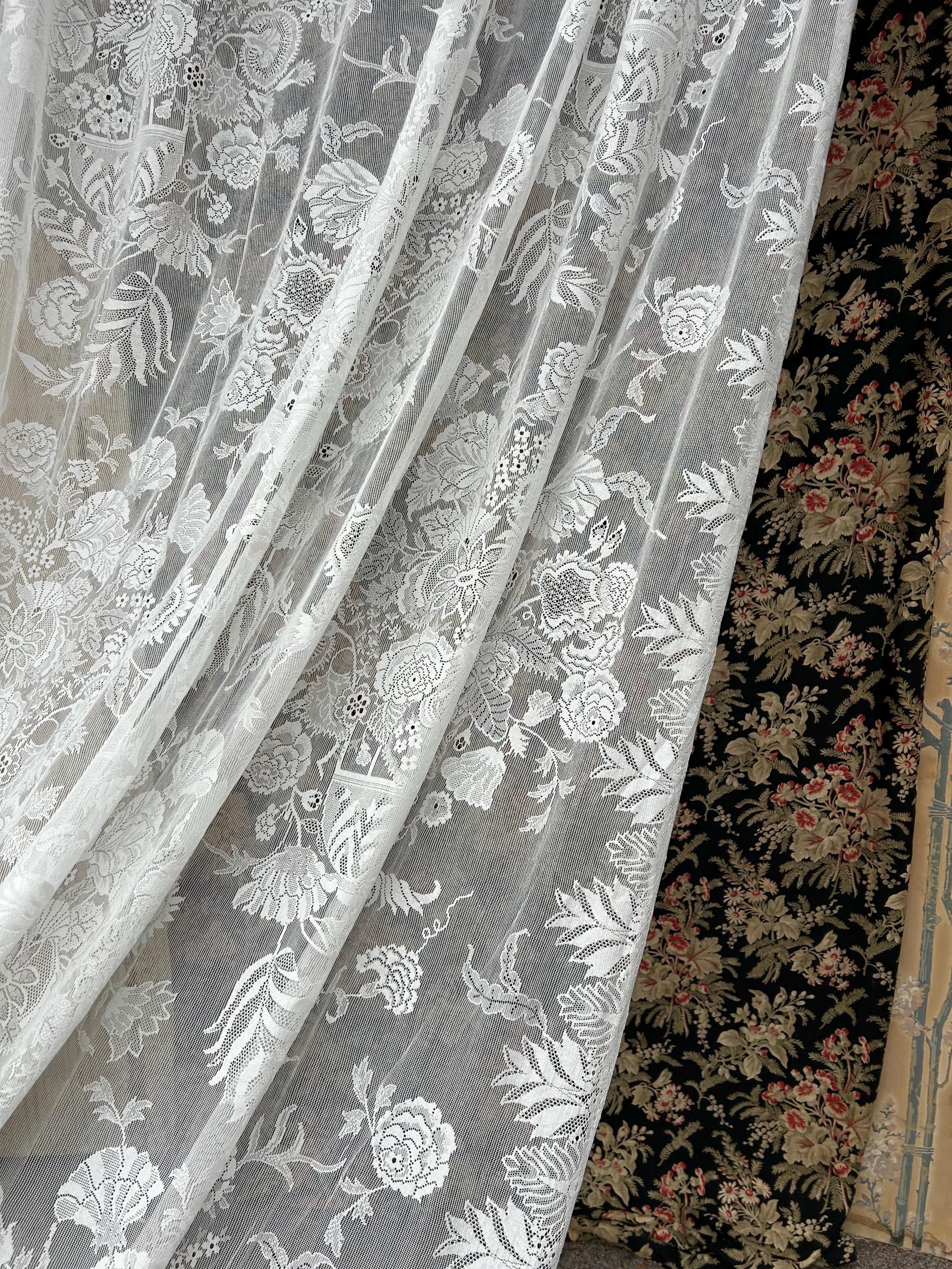 Anna French Ivory Lace Curtain Panel: Indra 14 Point Floral Toile