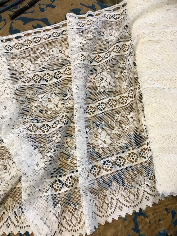 Vintage Rue De France Cotton Cafe Curtain Nottingham Lace Etsy