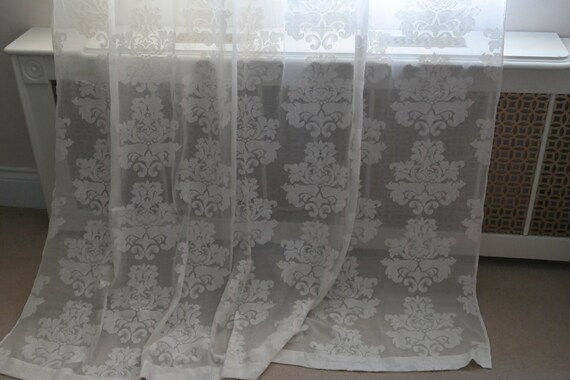 Scottish White Cotton Lace Curtain Panelling Yardage 36 Portia
