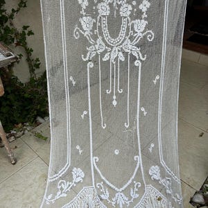 カーテン 19th Century French Filet Lace Curtain Vintage French Filet Lace Curtains - Etsy
