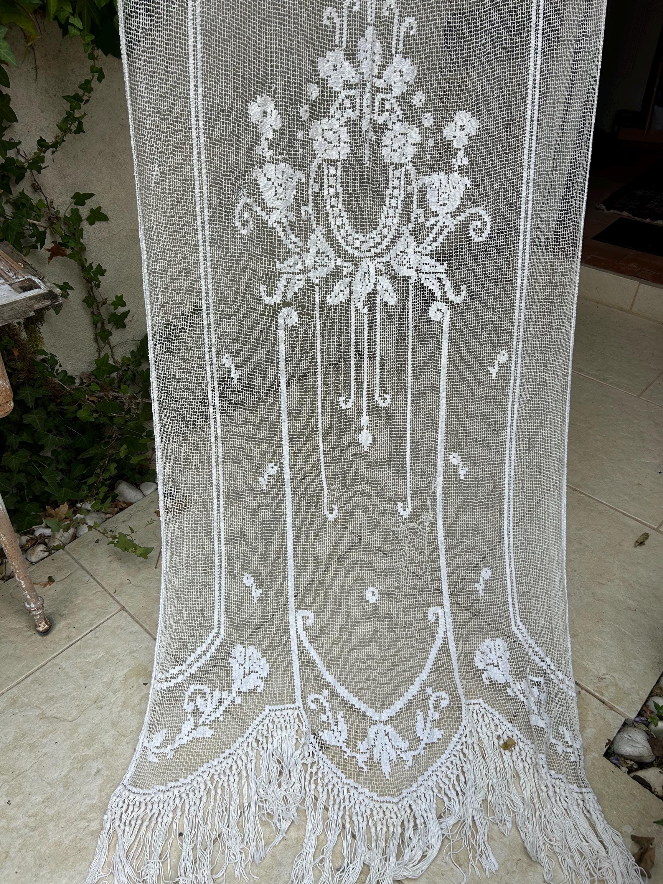 Antique Filet Curtain - Etsy