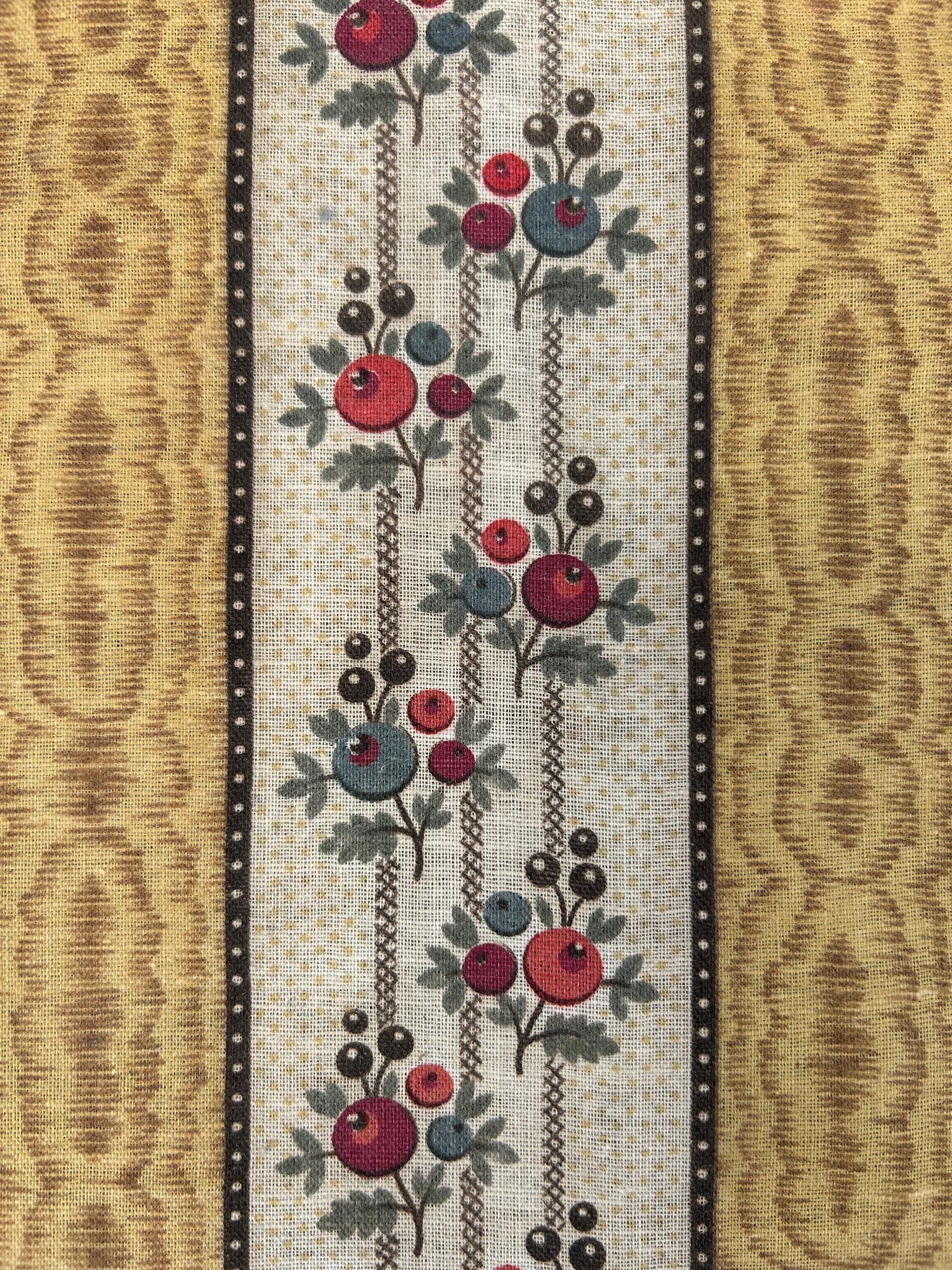 Antique French Art Deco Floral Cotton Fabric - C1920s Textile