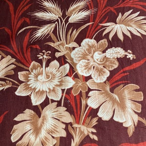 Antique French Toile de Jouy Cotton Panel: C19th Floral Chateau Design (32x52&quot;)