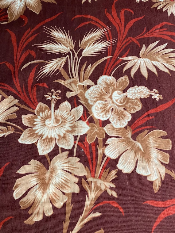 アンティーク フランス トワル ド ジュイ コットン パネル: C19th 花柄