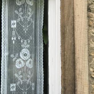 Rennie Mackintosh Rose cotton  Lace Curtain Panelling 16inch width Arts & Crafts Sidelight