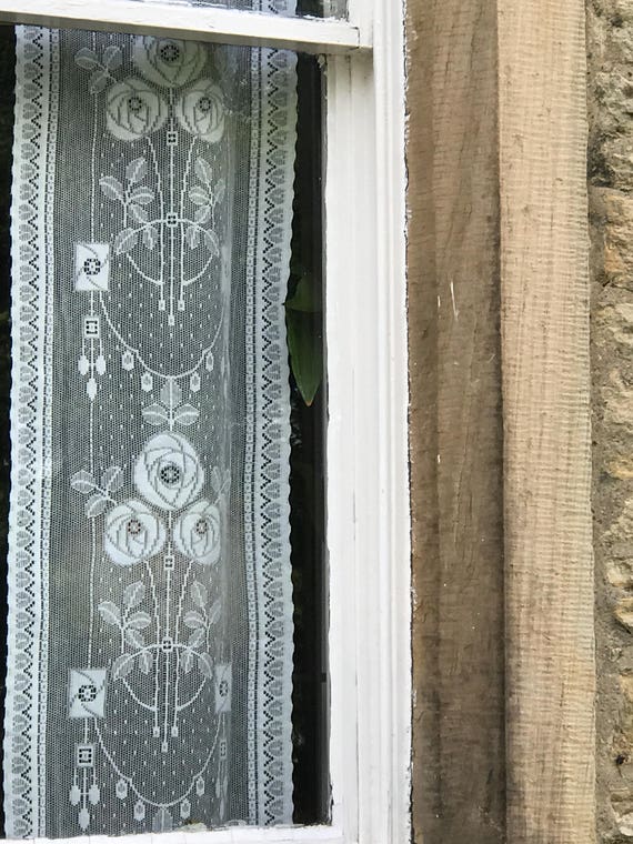 Rennie Mackintosh Kelvin Rose Design Cotton Curtain Lace Panel Etsy