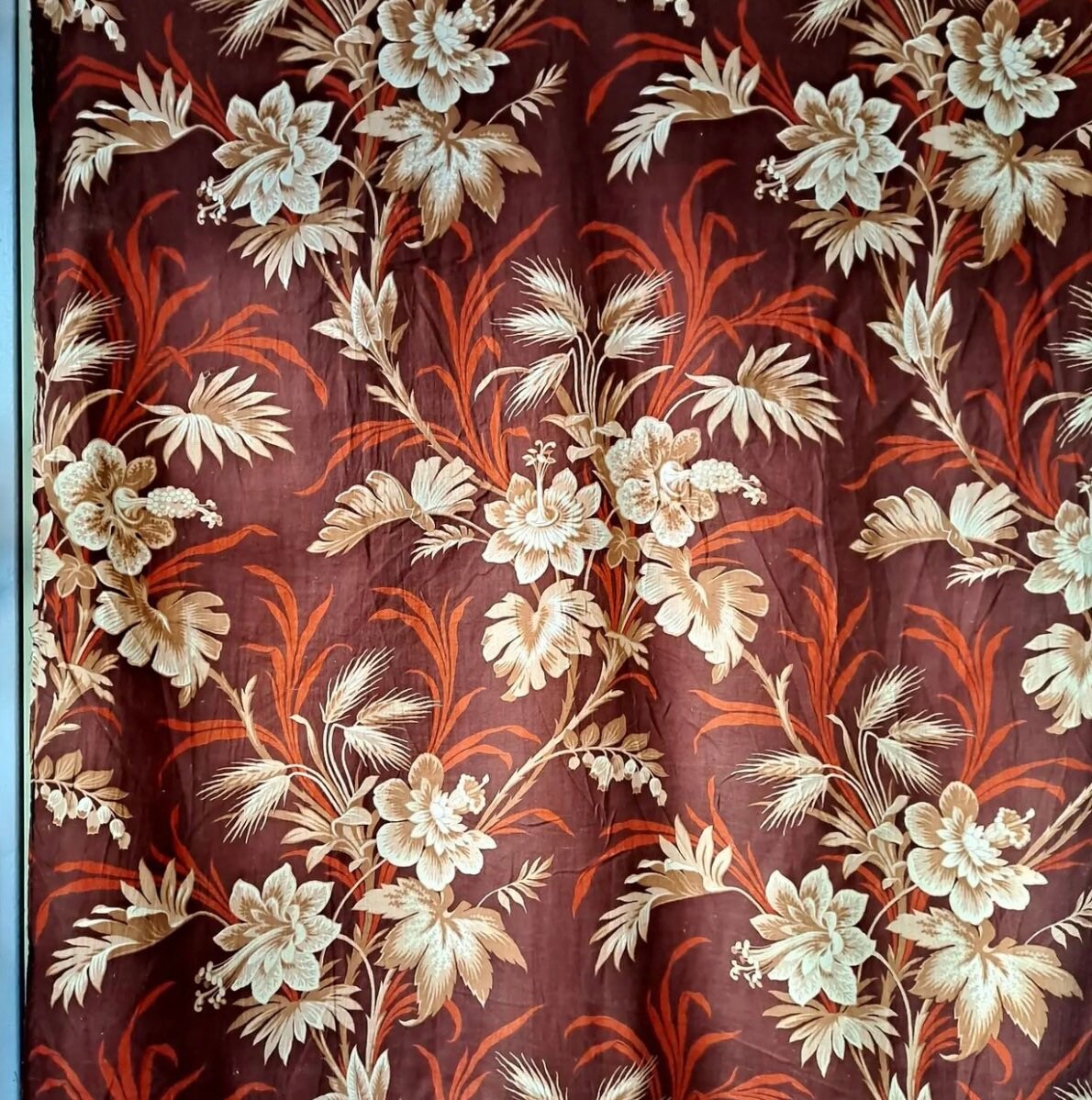 アンティーク フランス トワル ド ジュイ コットン パネル: C19th 花柄