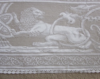 Superb Scottish lace tablecloth 12 place rectangular 70" x 108" white or ivory  Stunning Tablecloth Montefiore de