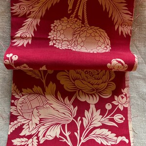 Vintage braquenie beautiful furnishings Toile de Nantes design fabric panel red and cream...9.5/70 image 9