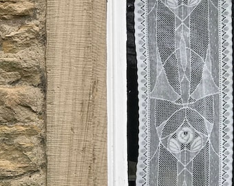 Rennie Mackintosh Cotton Lace Curtain Panel: Antique White Arts & Crafts Design