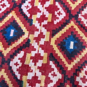 Antique Dutch Marken Chintz Block Print Fragment: c19th Textile Panel