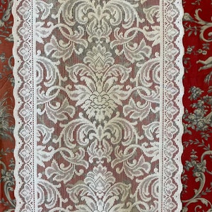 Victorian Cotton Curtain Lace Panel: Antique White Maeve Design 12"