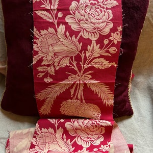 Vintage braquenie beautiful furnishings Toile de Nantes design fabric panel red and cream...9.5/70 image 3