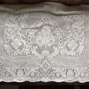 Victorian Cotton Lace Cafe Curtain Panel: Scottish Floral Valance (36”x 24&quot;)