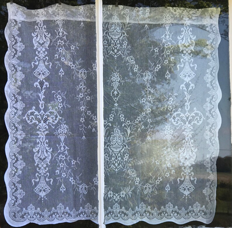 Antique Design Lucinda Cotton Lace Curtain Panel 36x 36 Etsy