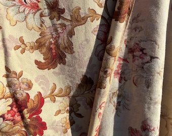 Antique French Toile Fabric Panel, Napoleon III Floral Cretonne (145cms)