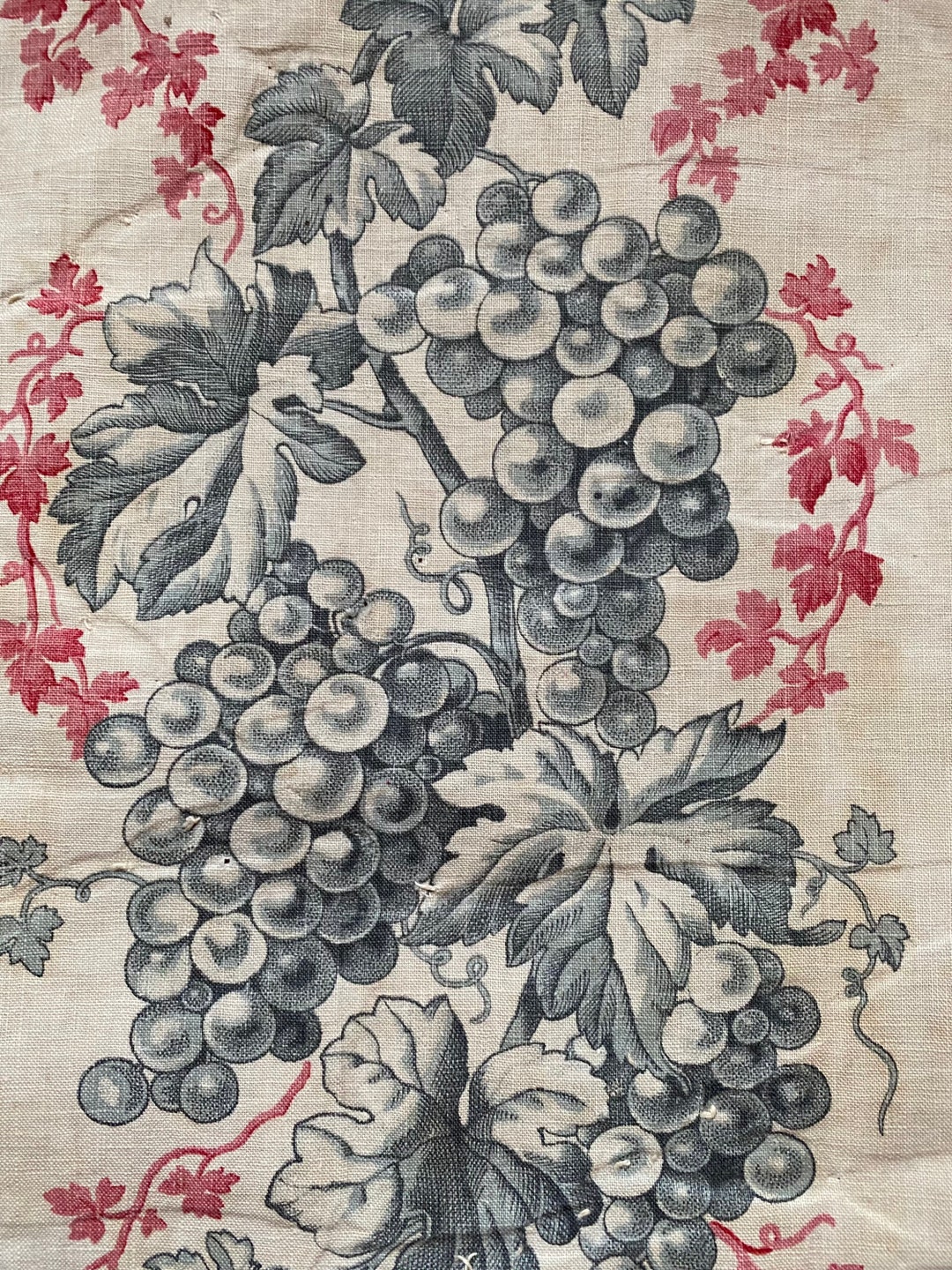 Pinterest Raspberry Toile Antique C19th Rare French Raspberry Red Vines Timeworn Toile De Jouy ...