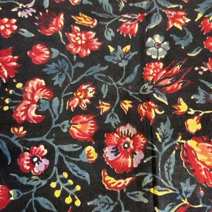 Antique Dutch Chintz Panel Fragment: 19th Century Block Print