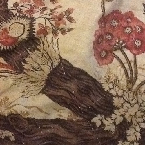 アンティーク フランス トワル ド ジュイ コットン パネル: C19th 花柄