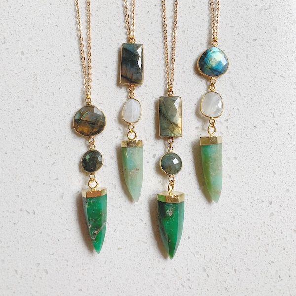 Chrysoprase 14k Gold Filled Crystal Necklace, Bohemian Layering Jewelry, May Birthstone Jewellery, Gifts for Her, Bridesmaid, Birthday Gift