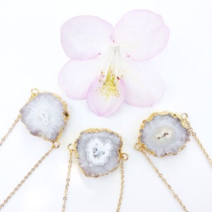 Solar Quartz Crystal Necklace, 14k Gold Filled Chain, Bohemian Layering Necklace, Natural Gemstone Jewelry, April Birthstone, Gifts for Her