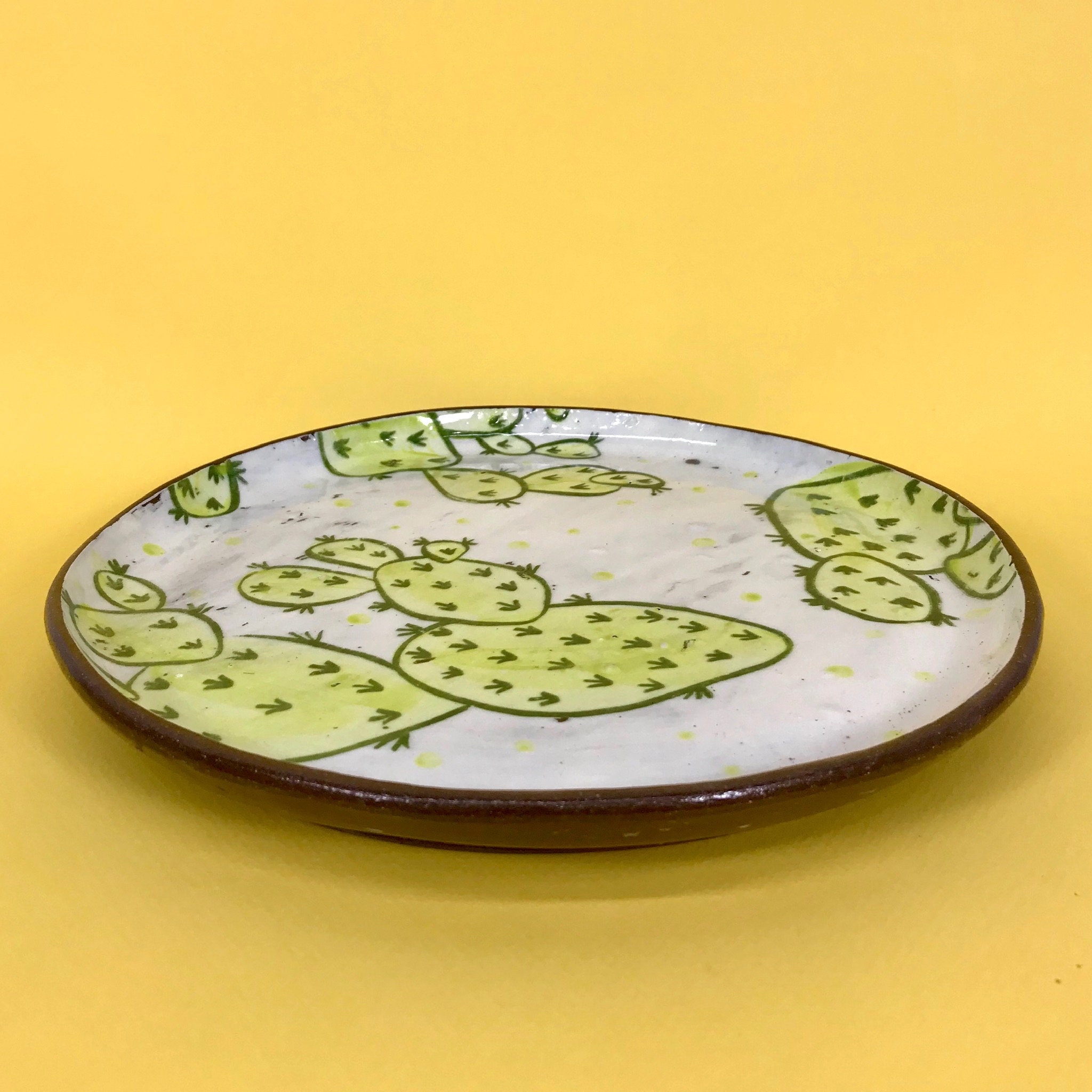 Cactus Greenery Large Plate Nature Inspired Cacti Ceramic Etsy