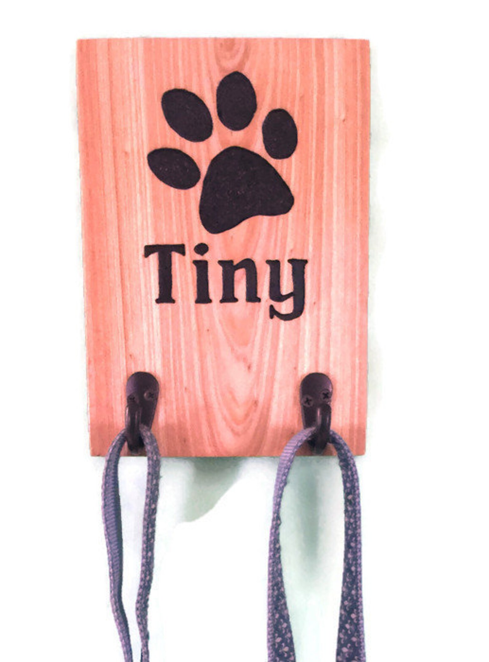Personalized Hand Carved Dog Leash Holder With Paw Print and Etsy
