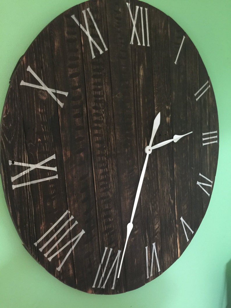 Large Wall Clock Wood Clock Reclaimed Wood Clock Rustic Etsy