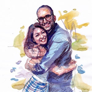 Custom Watercolor Portrait, Custom Watercolour Painting Anniversary Watercolor Painting, Wedding Watercolor Painting image 2