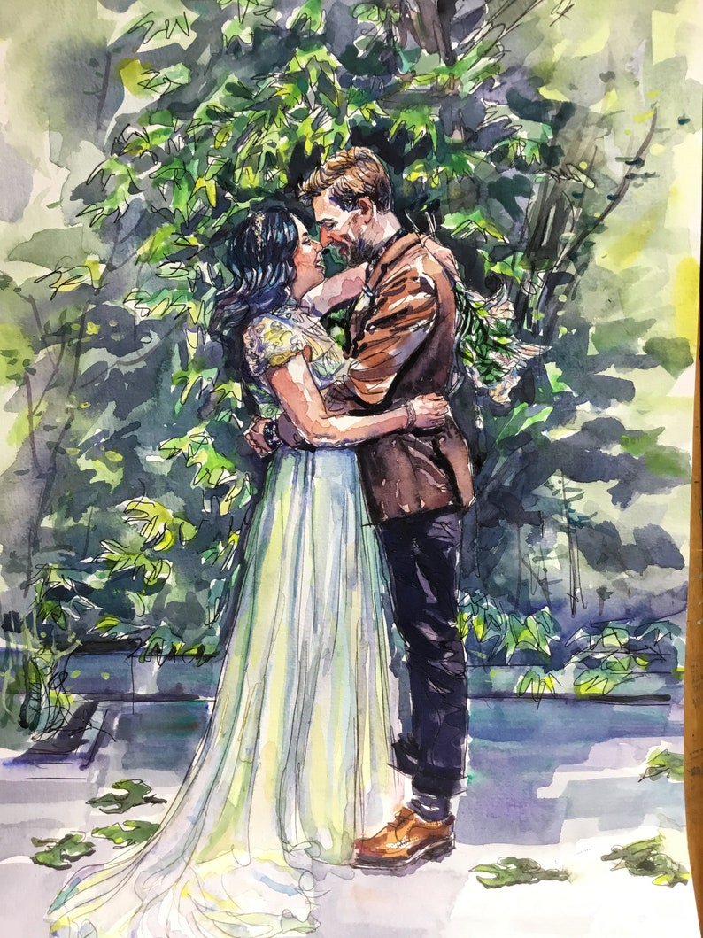 Custom Watercolor Portrait, Custom Watercolour Painting Anniversary Watercolor Painting, Wedding Watercolor Painting image 9