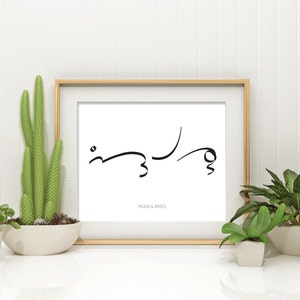 HUGS AND KISSES - Kurzschrift - digitaler Download - Wandkunst, druckbar, Illustration, Bild, Dekoration, Stenografie, Typogrophy