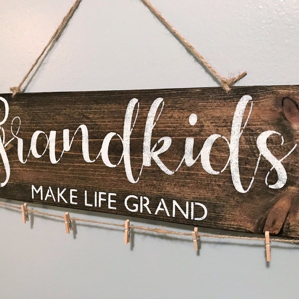 Grandkids Make Life Grand Sign,Grandma Gift,Grandparent Gift,Grandkids Sign,Gift for Grandma,Grandma Sign,Brag Board