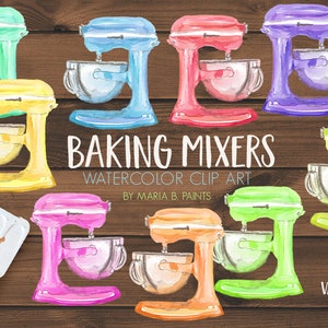 Stand Mixer Watercolor Clipart Baking Supplies Stand Mixers Kitchen Electric Mixer Baking Bakery Marketing Pastry Clip Art Graphics