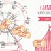 Watercolor Clip Art - Carnival - Fair - Instant Download - Rides - Cotton Candy - Fireworks - Pretzel - Swings - Merry go round - Corn Dog