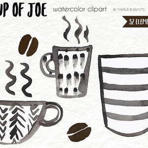 Watercolor Clip Art - Coffee, Cup of Joe, Mug, Cup, Steam, Coffee Beans, Hot, Morning, Mocha, Cafe, Latte, Java, Tea, Espresso, Roast