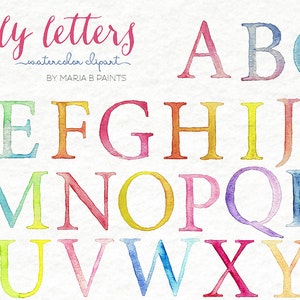 Watercolor Clip Art - Alphabet-Personal Use-Instant Download-Letters-Words-ABC- Font