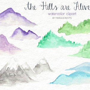 Watercolor Hills Clip art Mountains, Nature, Simple, Rolling Hills, Mountain top, Nature, Horizon Landscape Graphics