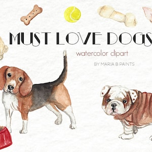 Dog Clipart Watercolor, Puppy Clipart, Beagle Clip art, Chihuahua Clip Art, Pug Clipart, Bull Dog Clipart, Pets Clipart, Animal Clipart